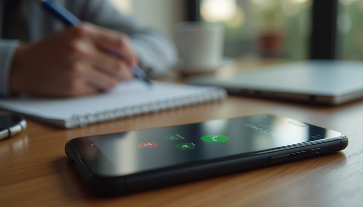 Eye-level view of a smartphone screen showing missed call notifications