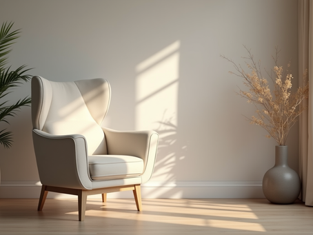 Eye-level view of a cosmetic surgery consultation room with a comfortable chair and soft lighting