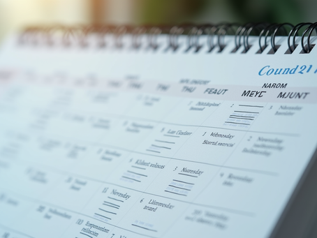 Eye-level view of a calendar with marked past appointment dates