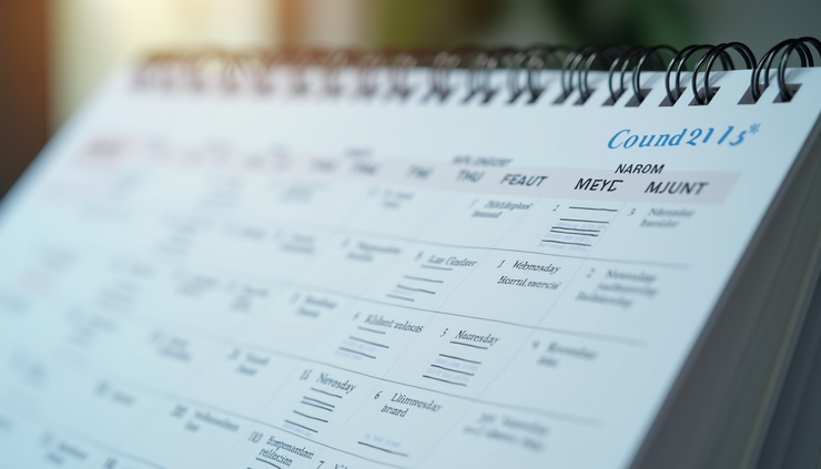 Eye-level view of a calendar with marked past appointment dates