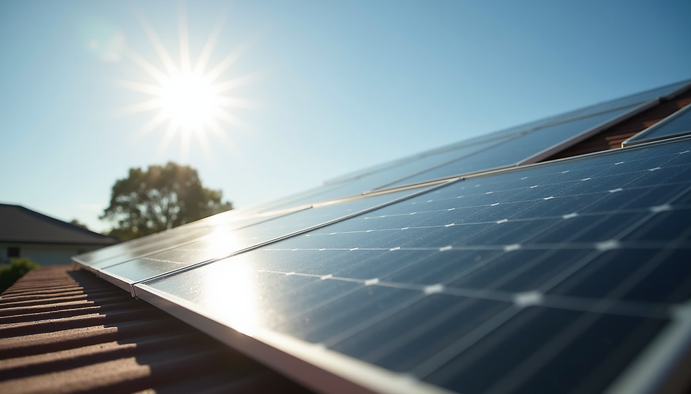 Eye-level view of a solar panel installation on a residential rooftop in Australia