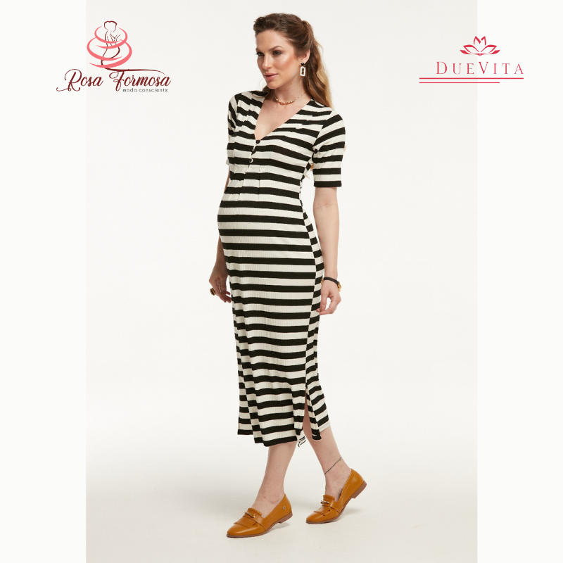 #Usadinhos: Vestido Gestante e Amamentação Midi Olivia - Preto