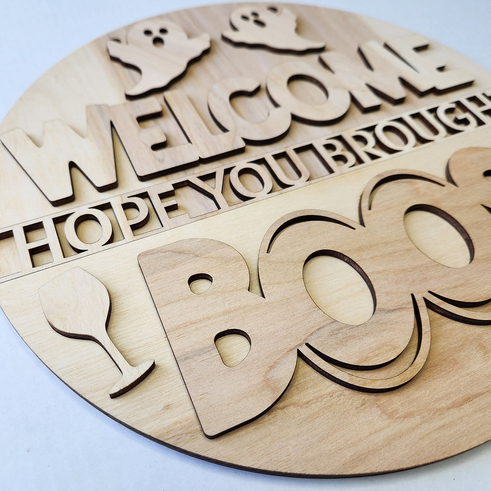 Thumbnail: Welcome ghosts Halloween wood cutout