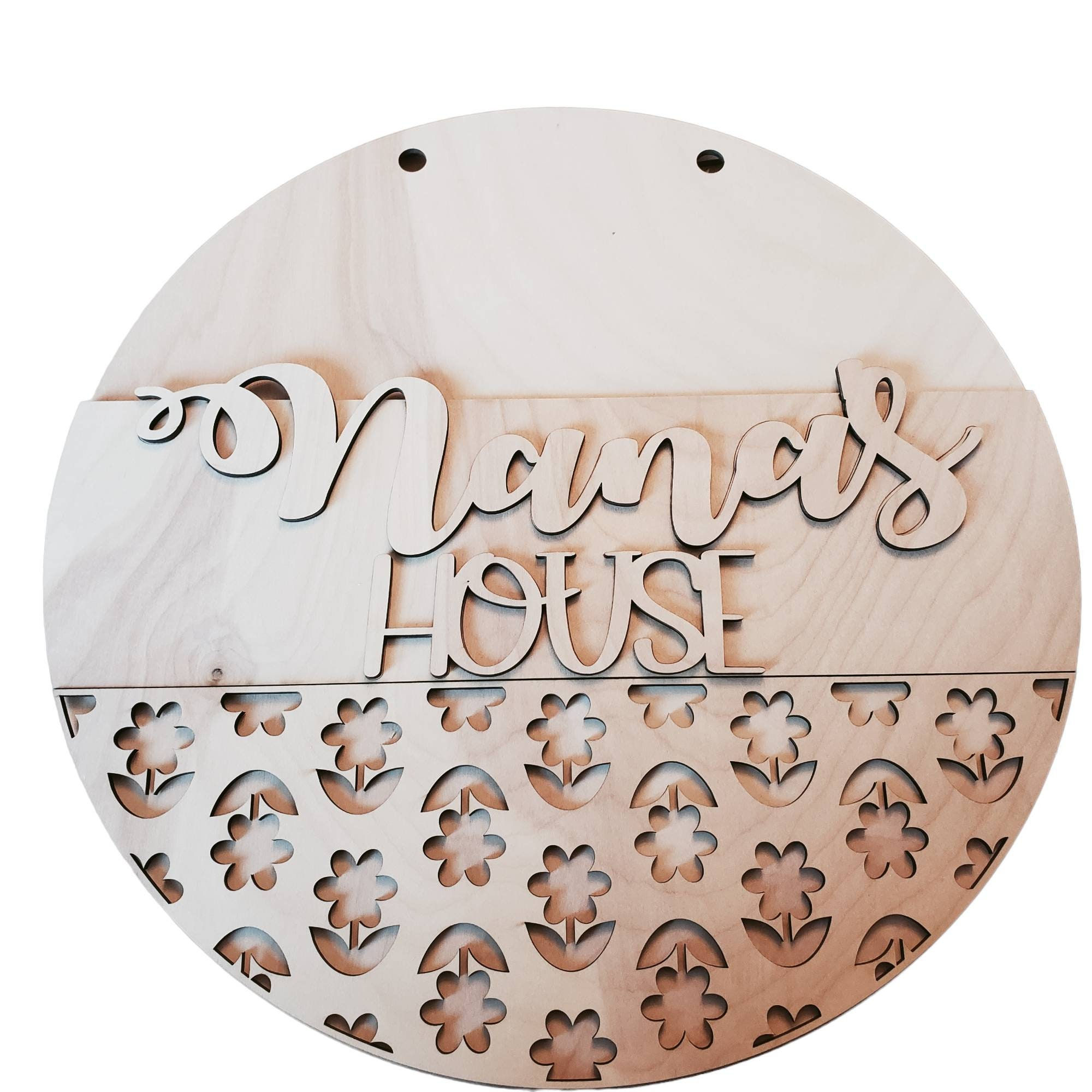 Nana's House round wooden door hanger