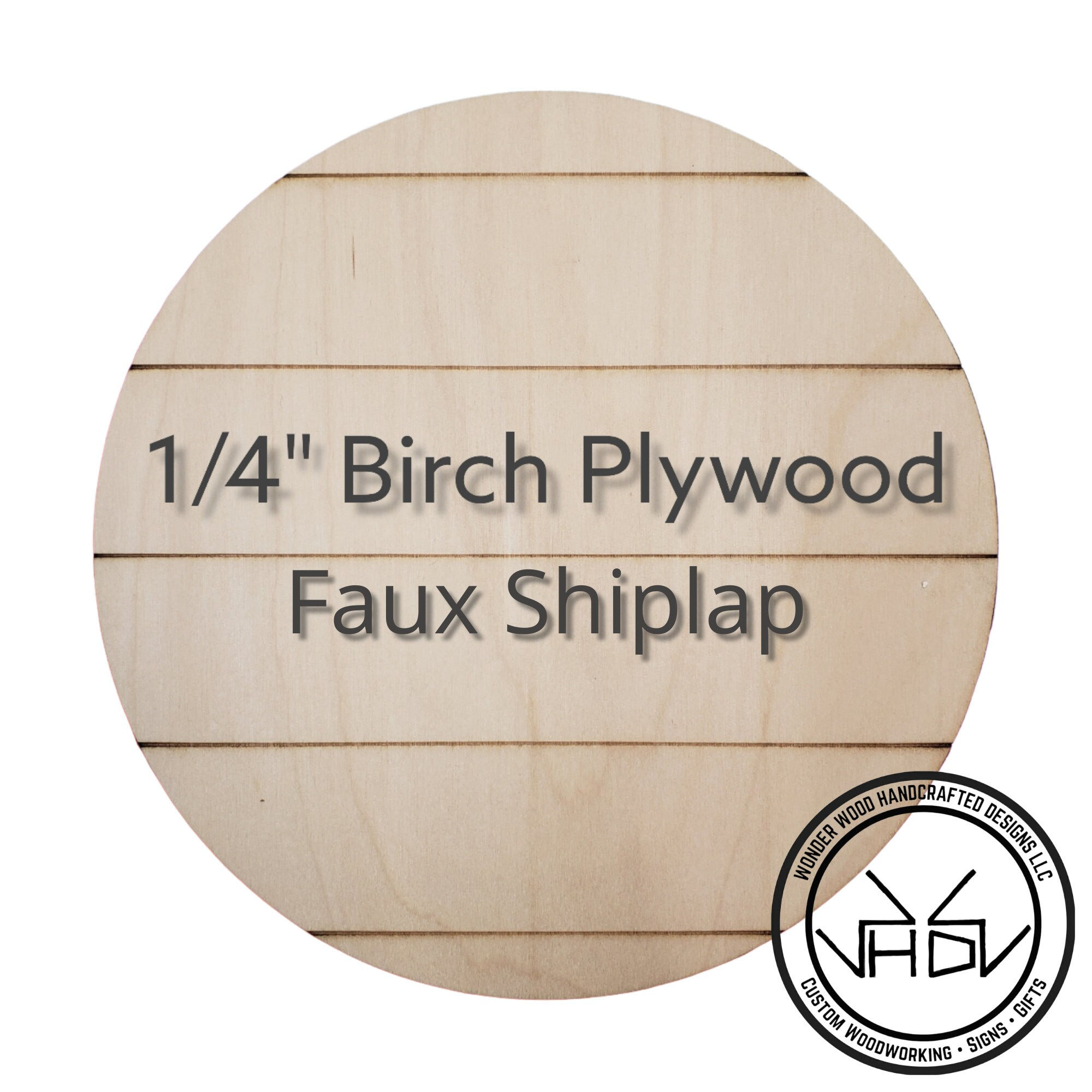 1/4" Birch plywood faux shiplap round craft blank