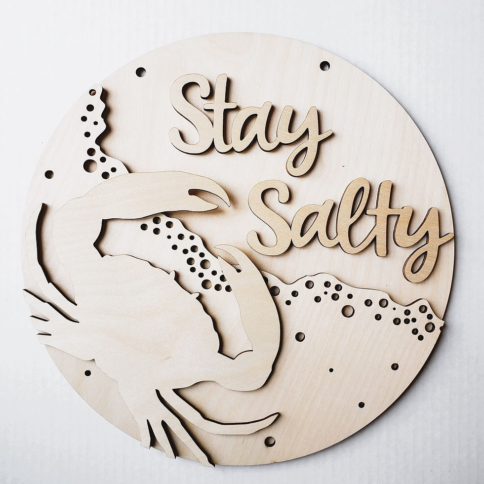 Stay Salty wood sign with crab design