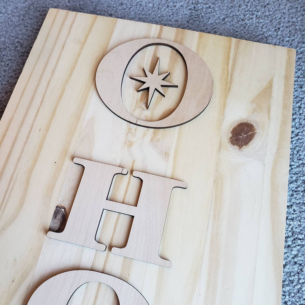 Thumbnail: Wooden Christmas sign: HO with star