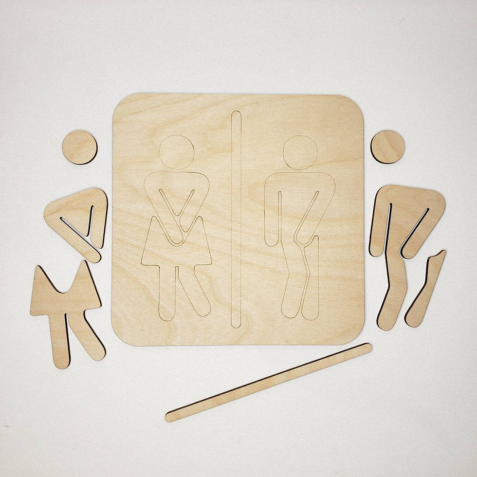 Thumbnail: Wooden cutout figures and blank square