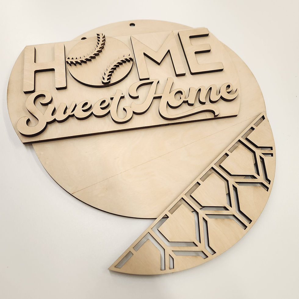 Thumbnail: Home Sweet Home wood cutout with baseball design