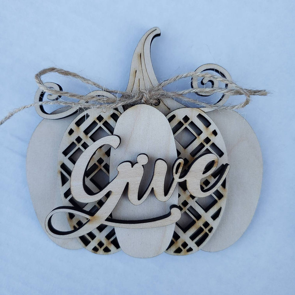 Thumbnail: Wooden pumpkin Thanksgiving decoration with Give text