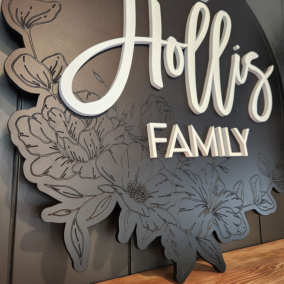 Floral design with Hollis Family name