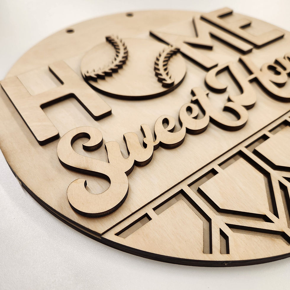 Home Sweet Home baseball cutout wooden sign