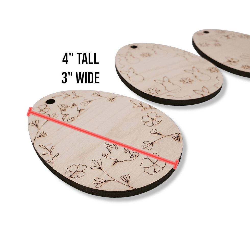 Thumbnail: Wooden Easter egg shapes, 4" tall, 3" wide
