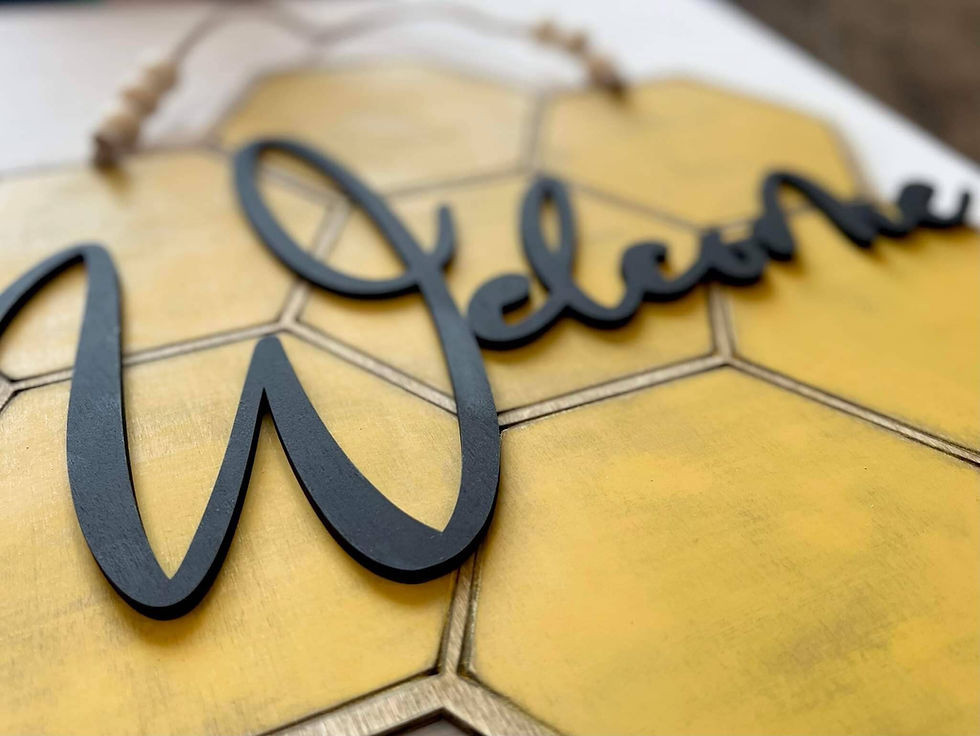 Thumbnail: Welcome sign: honeycomb design