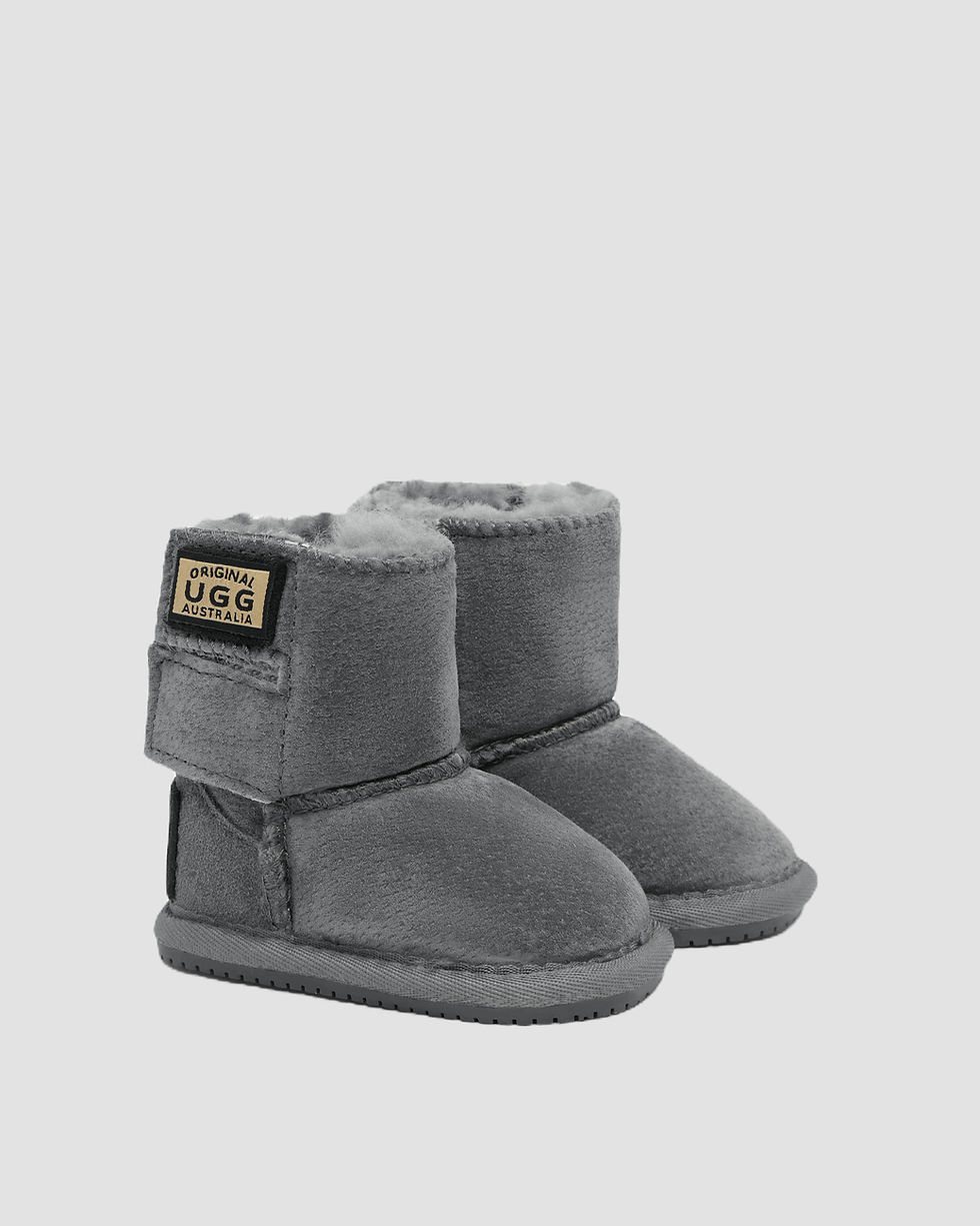 Thumbnail: Original UGG Australia Babies 2 Velcro Booties Grey "Hard Sole"
