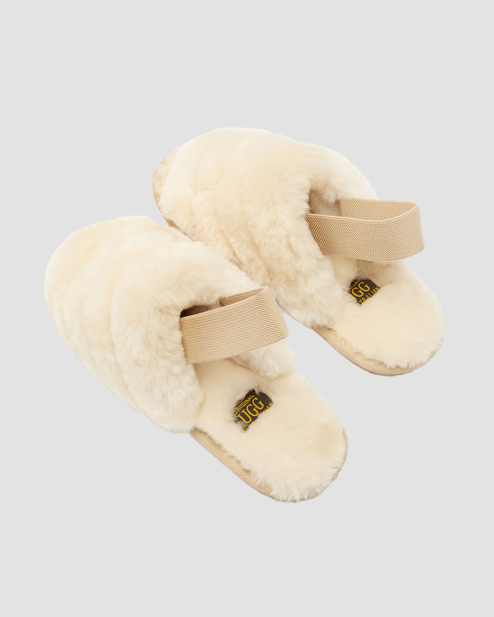 Thumbnail: Original UGG Australia Natural Strap Back Fluffy Slides