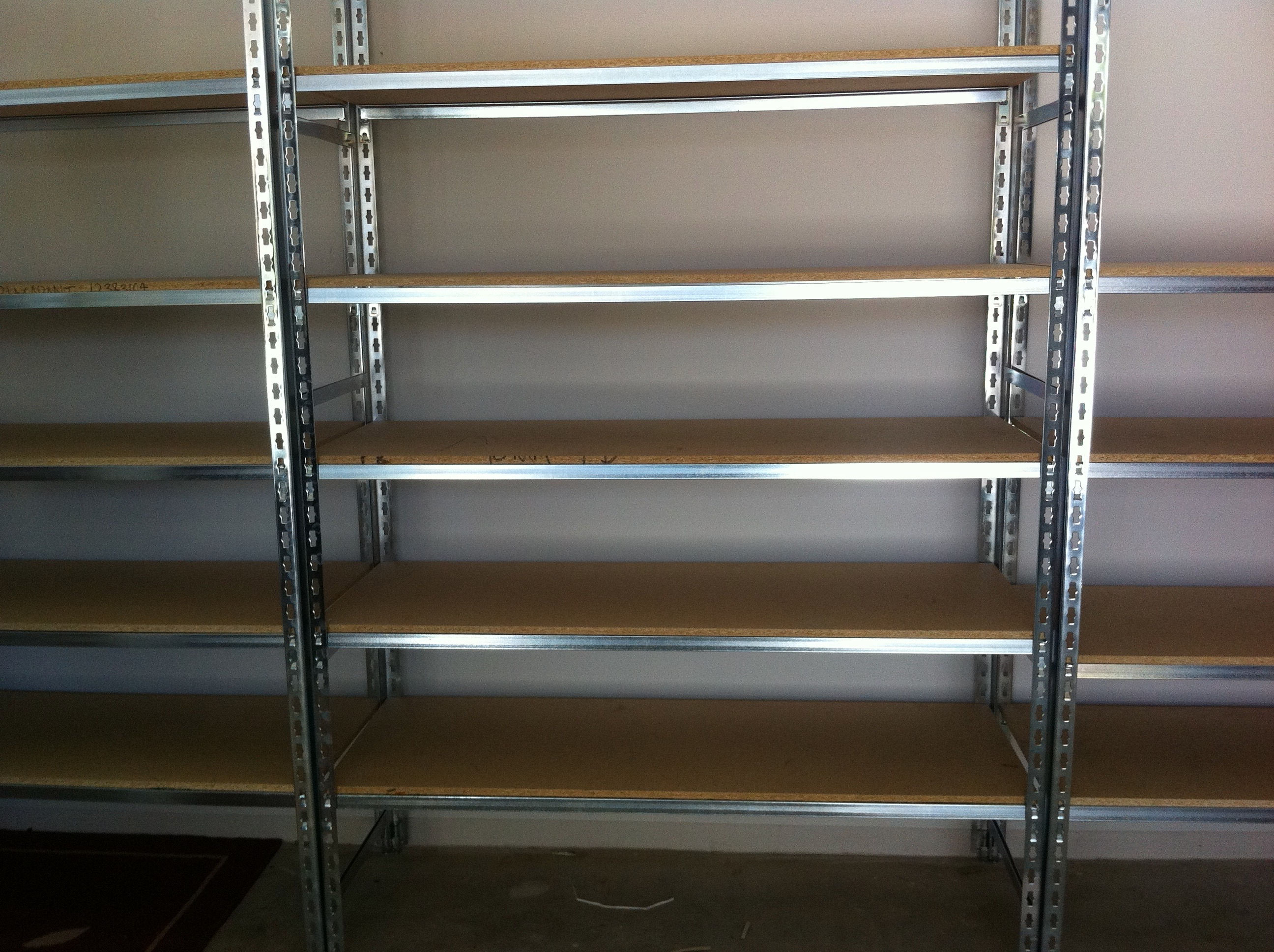 Garage and Shed Zinc Plated Shelving + Particleboard Shelves