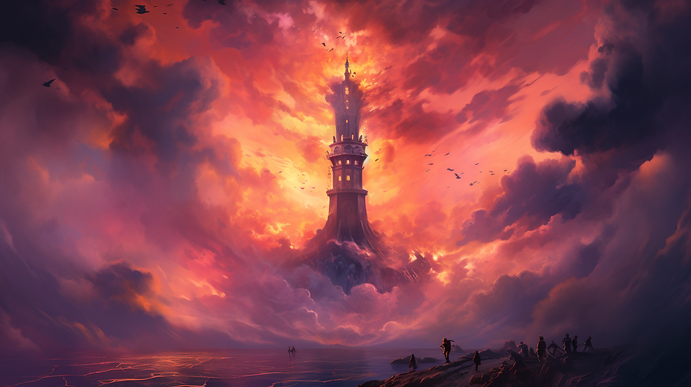 Tower Tarot Card in a psychedelic art style