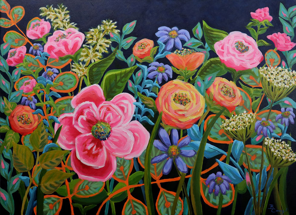 Acrylic Floral Painting.