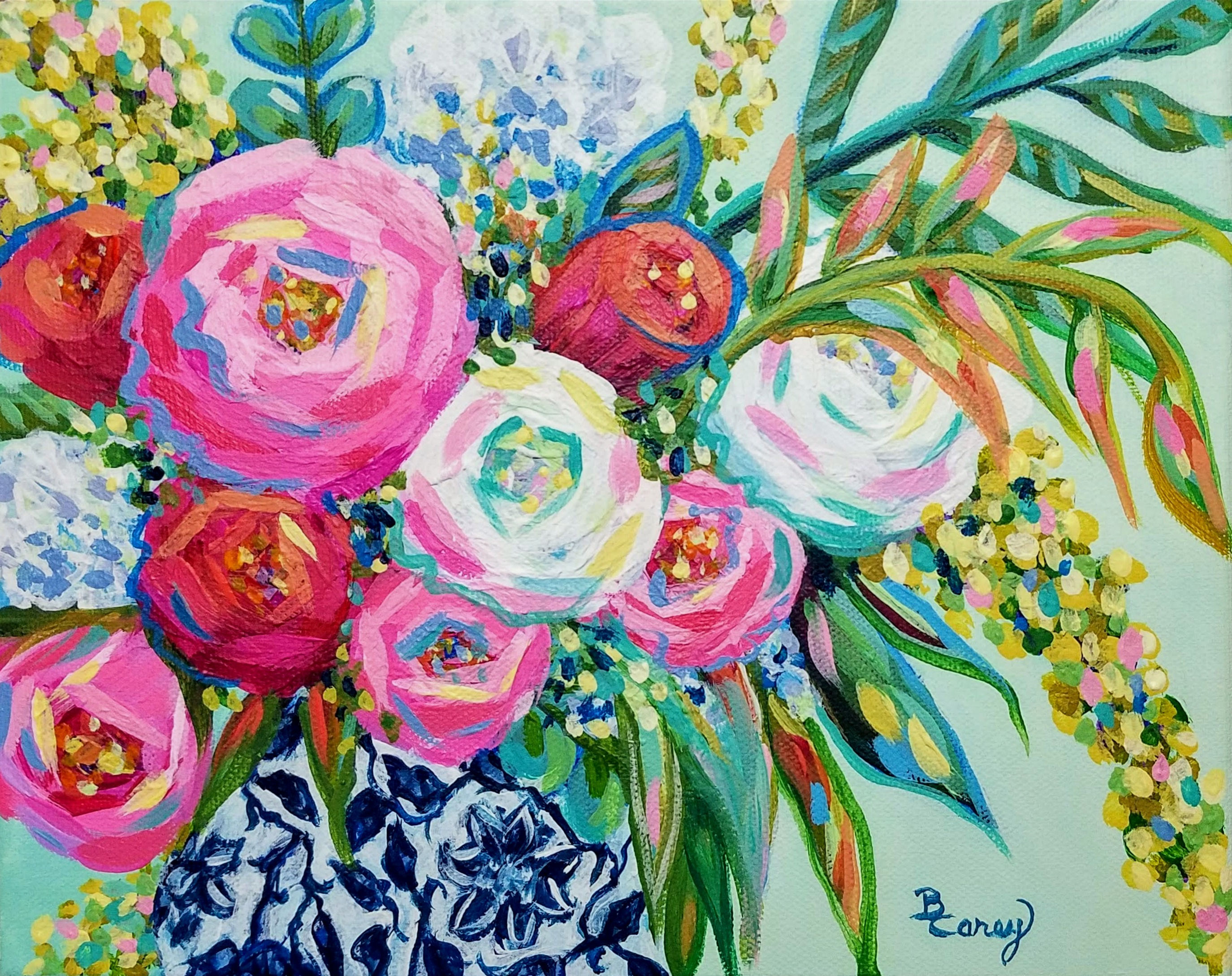 Acrylic Floral Painting.