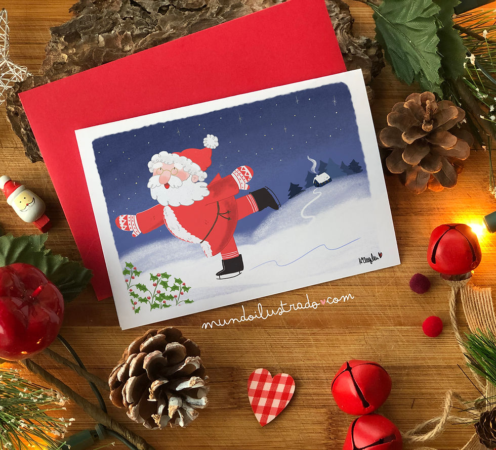 Miniatura: Tarjeta de Navidad "Papá Noel Patinador"