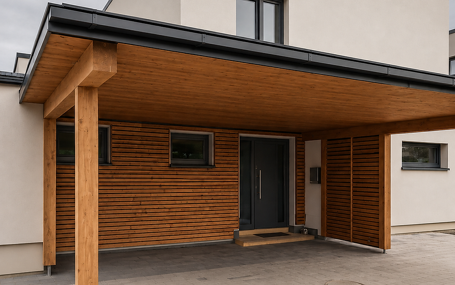 Individuell gefertigter Carport aus Holz von HOBO Holzbau