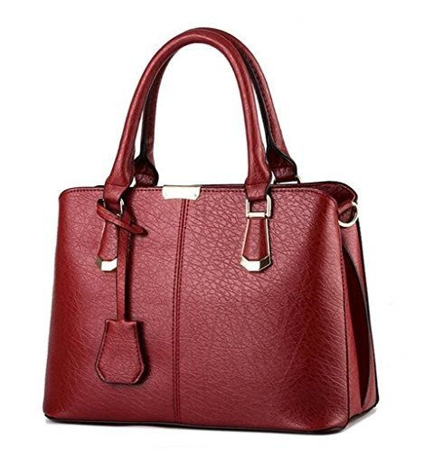 Thumbnail: TianHengYi Womens Candy Colors Faux Leather Top-handle Handbag Shoulder Bag with
