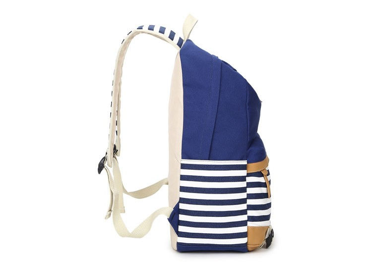 Thumbnail: Preppy female canvas striped back bag