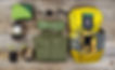 Climbing gear for hiking on rustic wooden boards