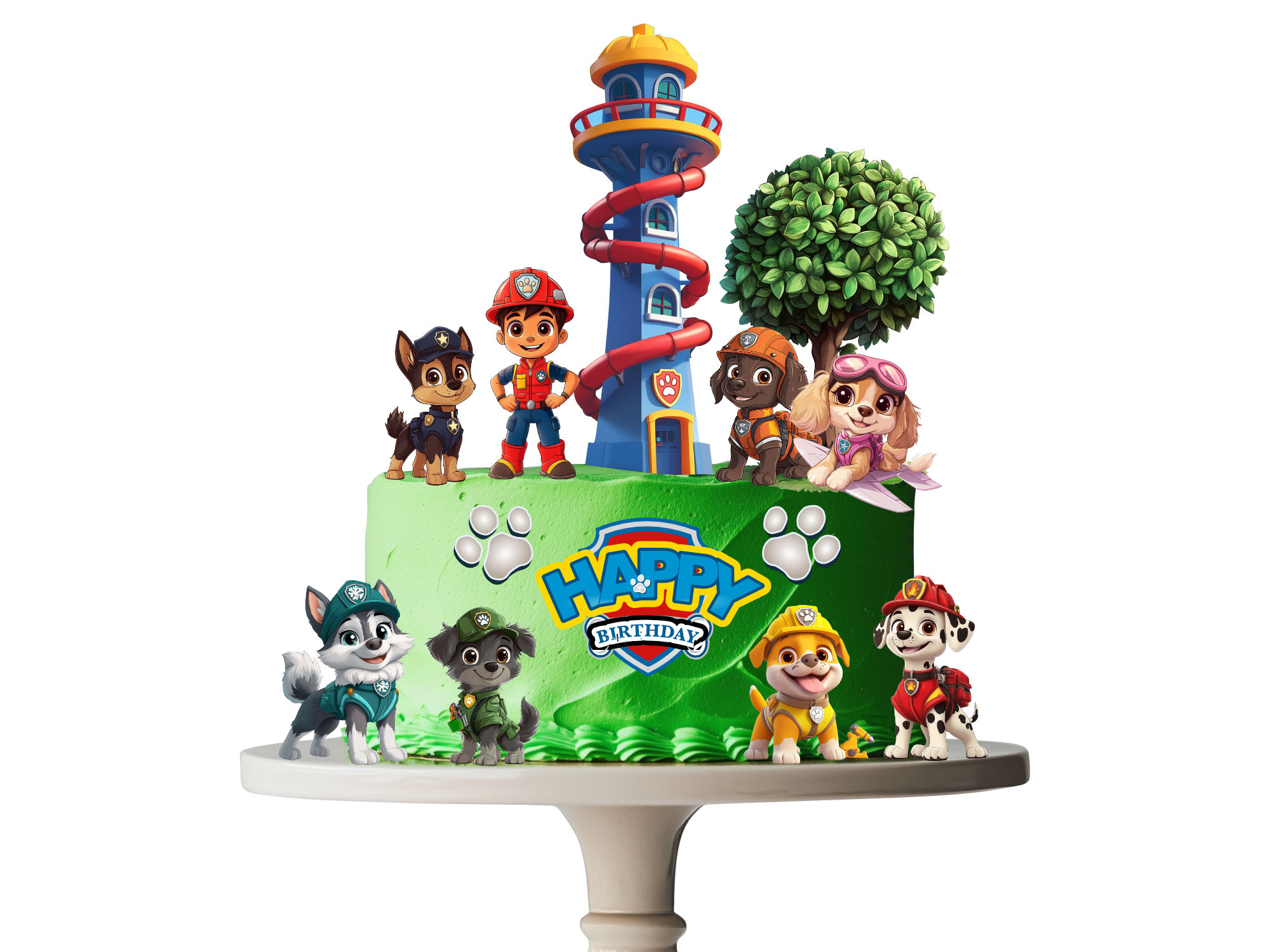 Printable Rescue Puppy Adventure Theme Birthday Cake Cupcake Toppers