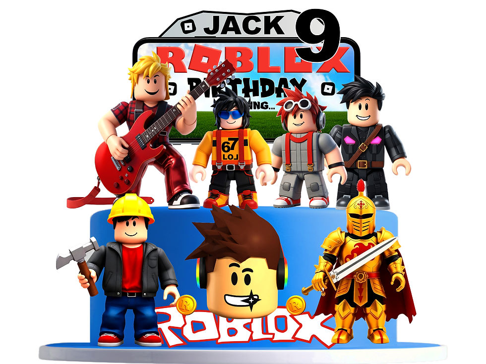 Printable ROBLOX Inspired Birthday Cake Topper Set