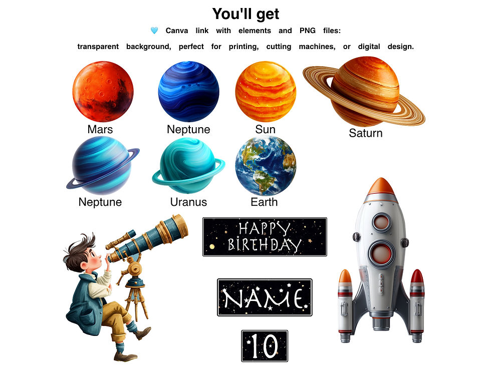 Thumbnail: Space Planet Cake Toppers Printable , Solar System Cake Decor