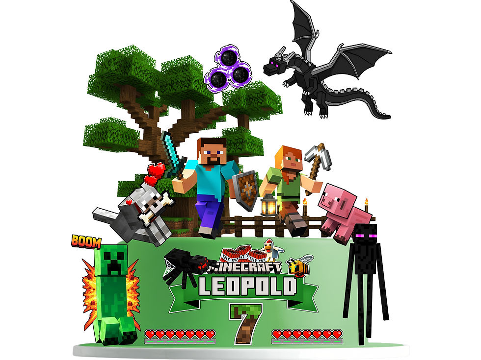 Printable Minecraft Inspired Birthday Cake Topper Set