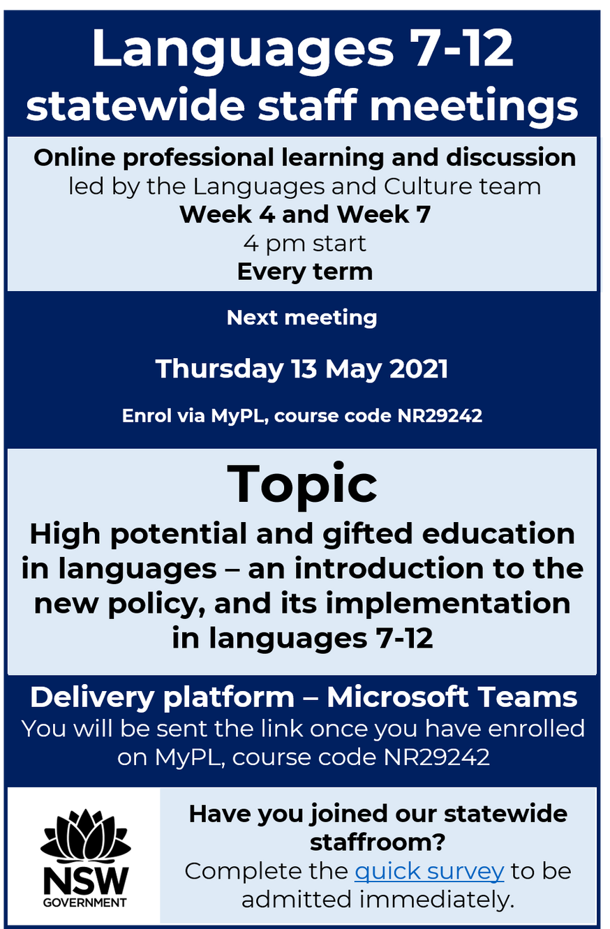 Statewide staff meeting – new 'High potential and gifted education policy'