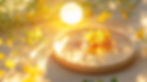 herbs on a plate in front of a glowing orb. mental acuity