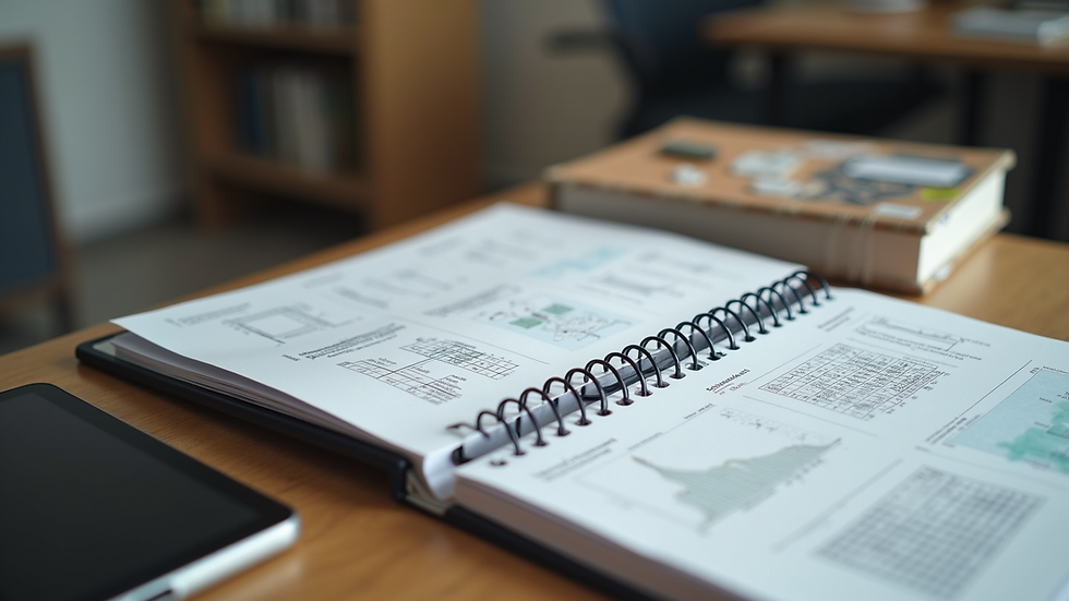 High angle view of a desk with math textbooks and a tablet