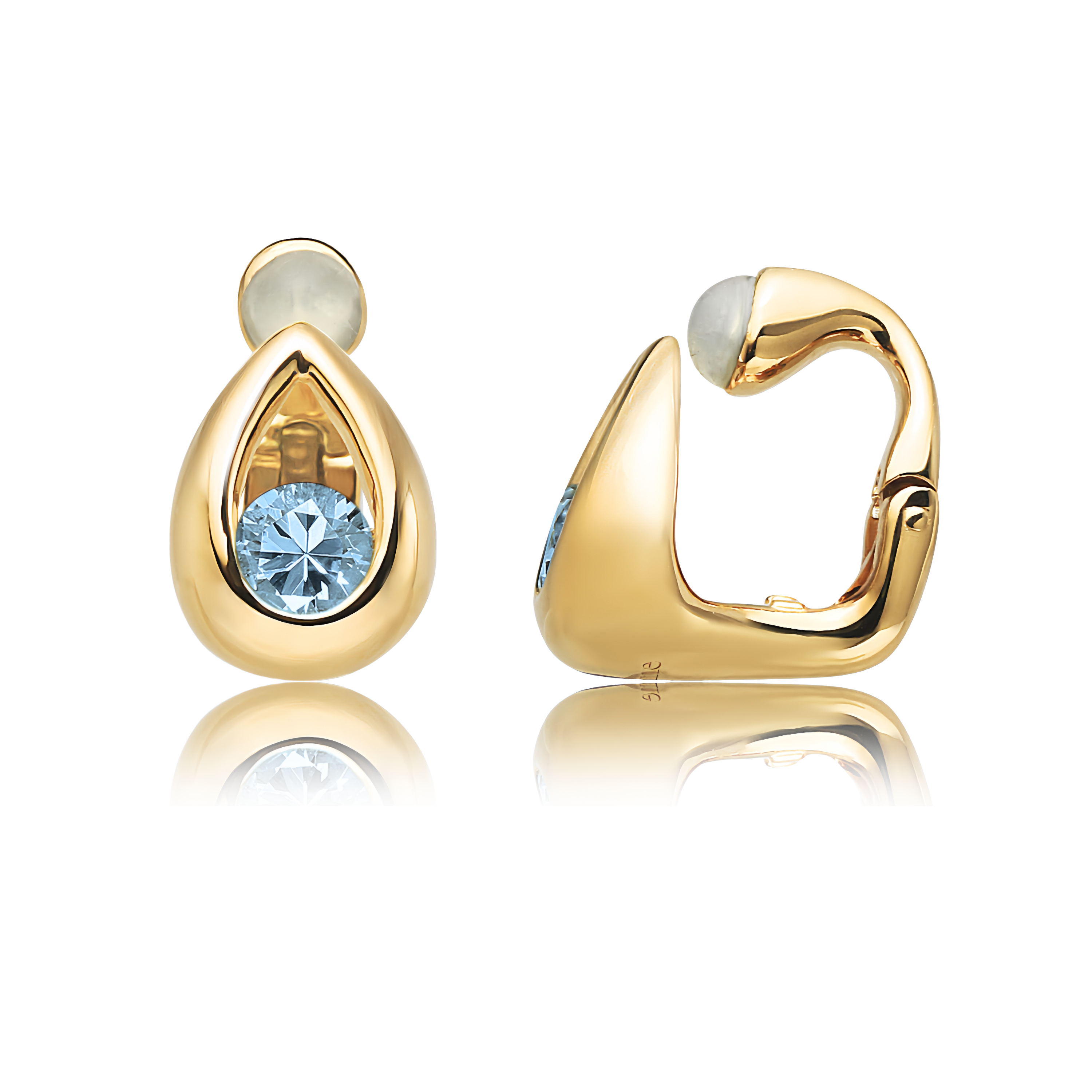 Day Light Clip-On Earrings (GD) - Swiss Blue Topaz