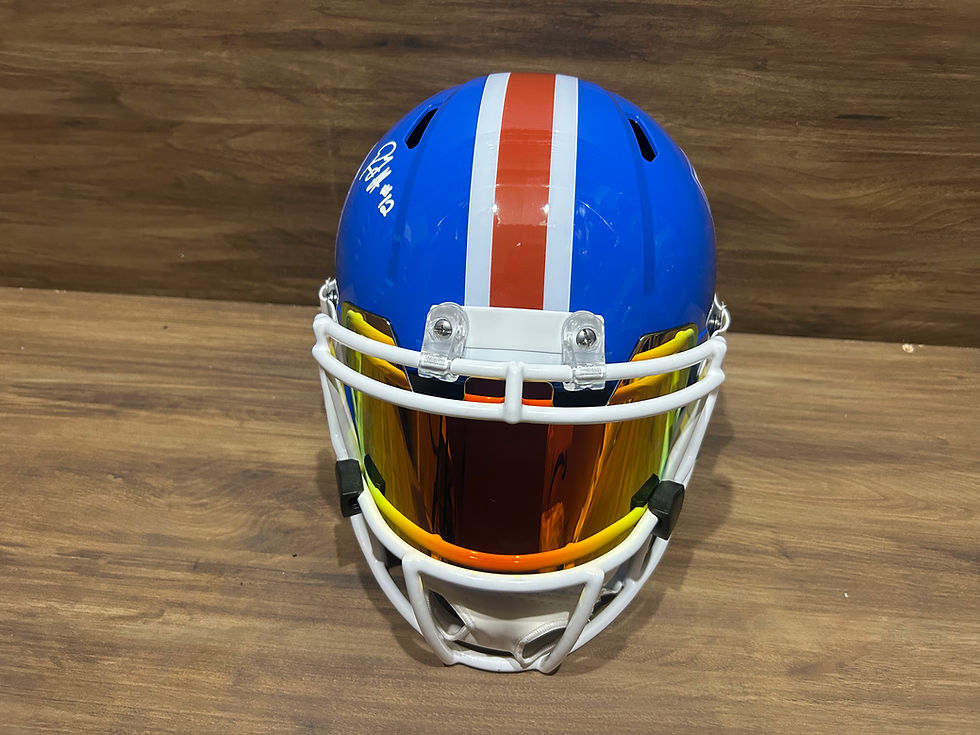 Thumbnail: RJ Harvey Signed Full Size Denver Broncos Throwback Helmet 