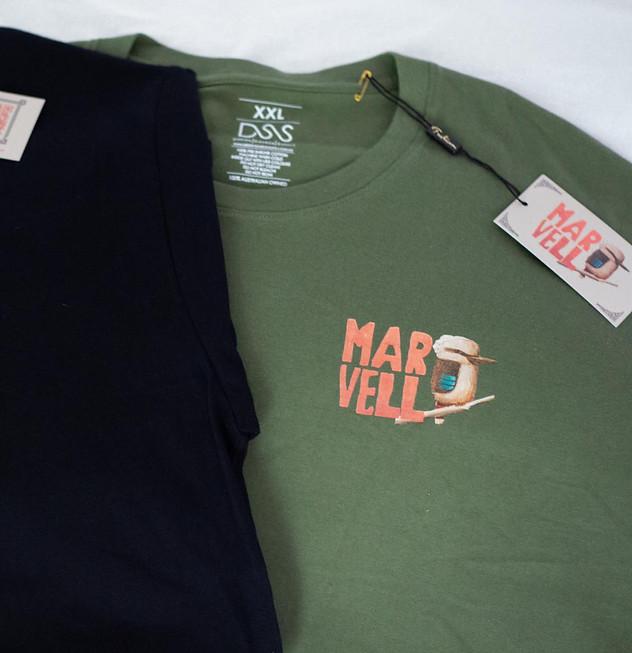 Black and green Marvell branded T-shirts