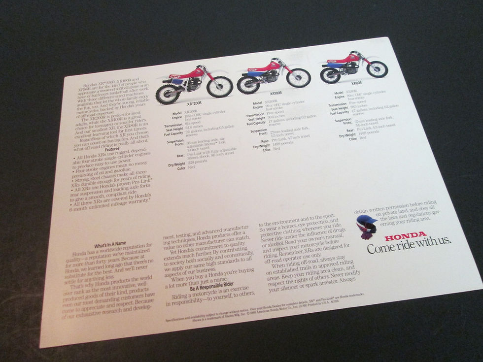 Thumbnail: Honda XR200R XR100R & XR80R Sales Flyer