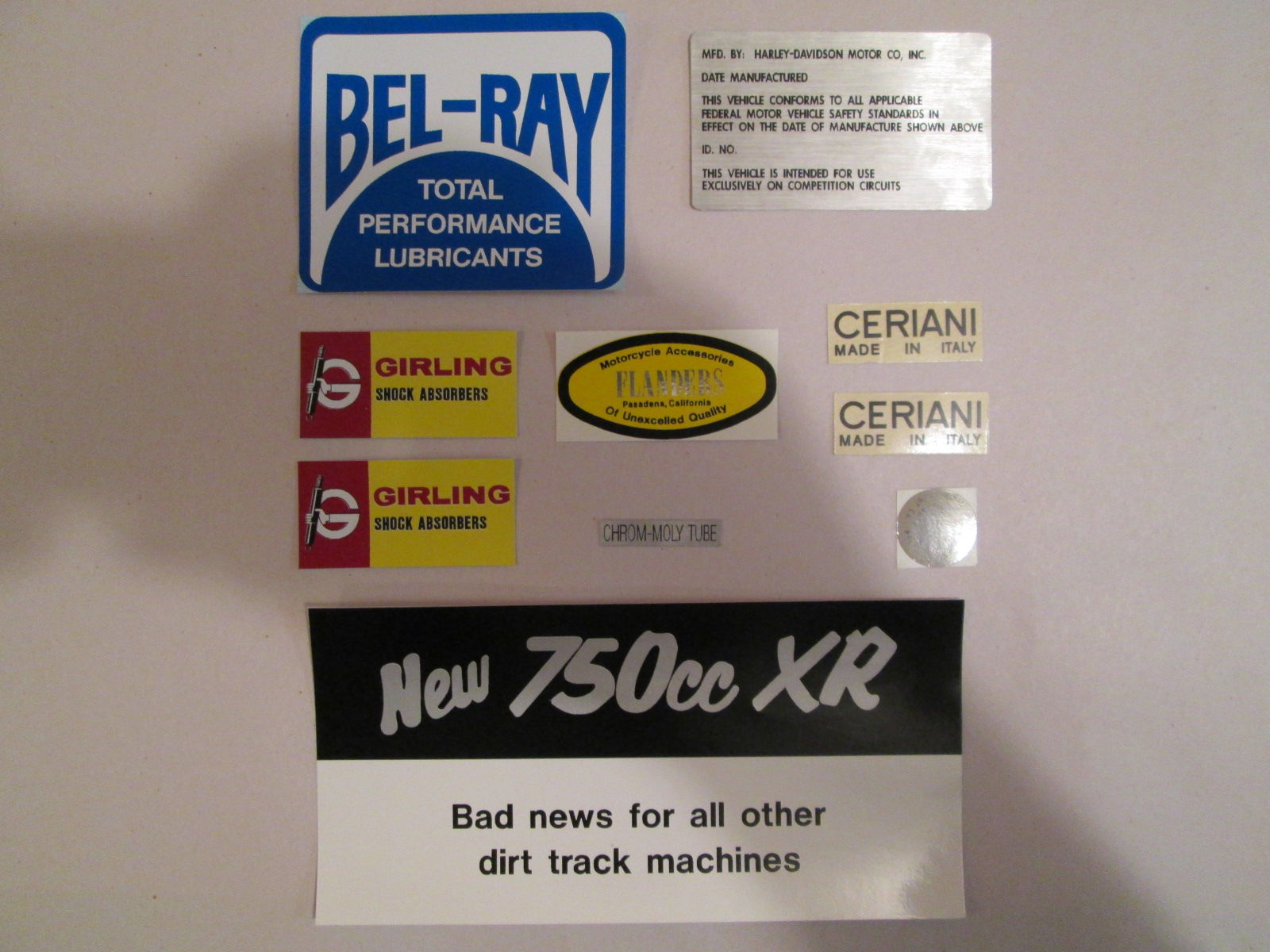 Harley 1970 XR-750 Decal Set W/ Steering Neck