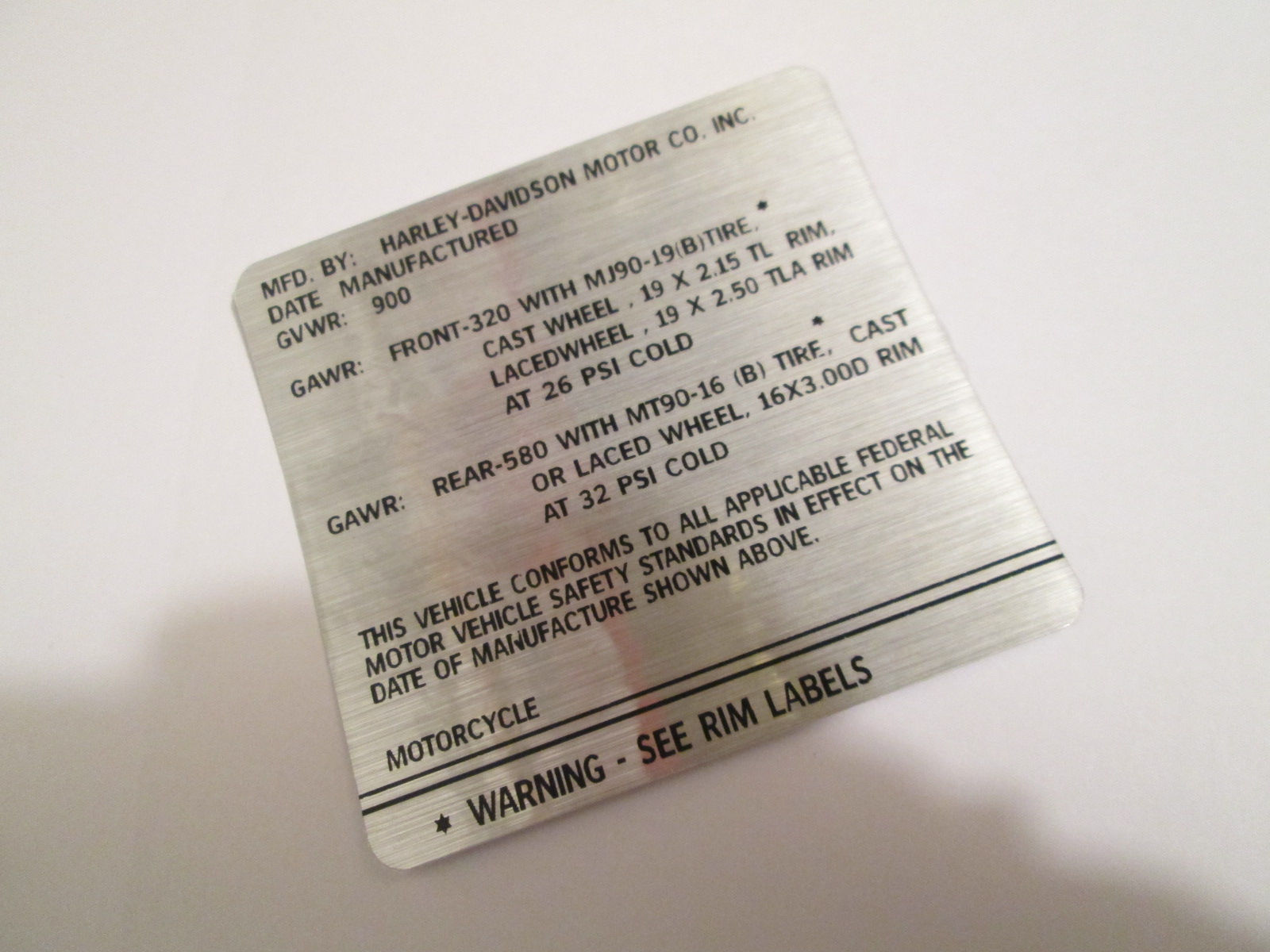 Harley XR-1000 83-84 VIN Decal