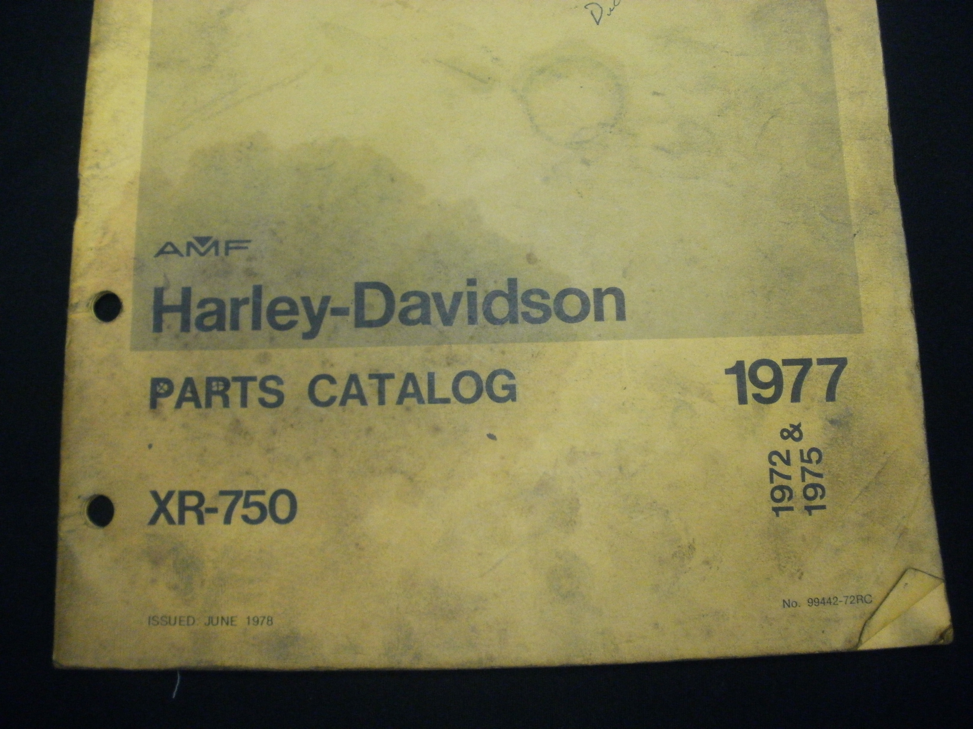 1972, 75, & 77 AMF HarleyDavidson XR750 Parts Catalog hi
