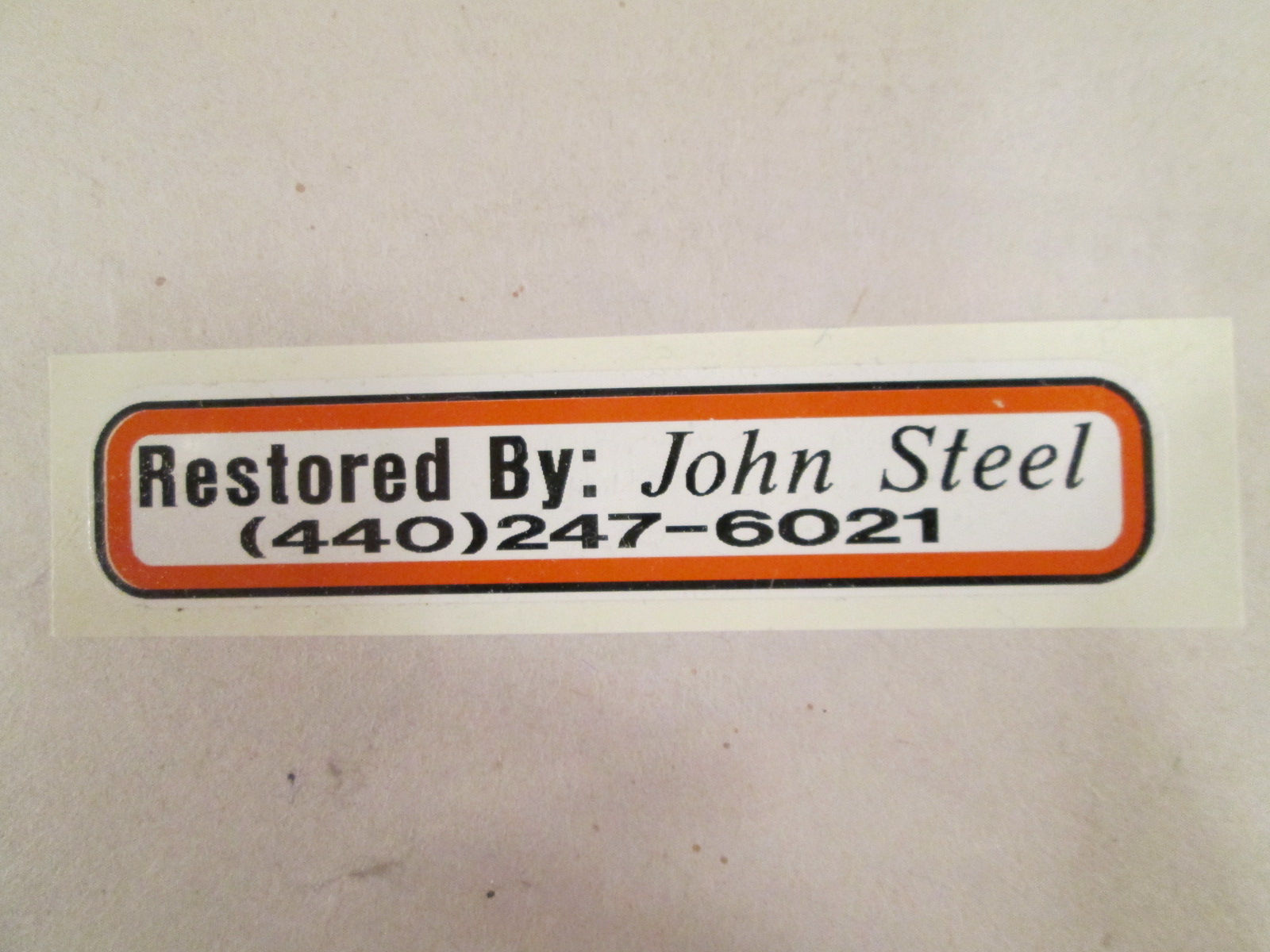 Restored By:  John Steel Decal