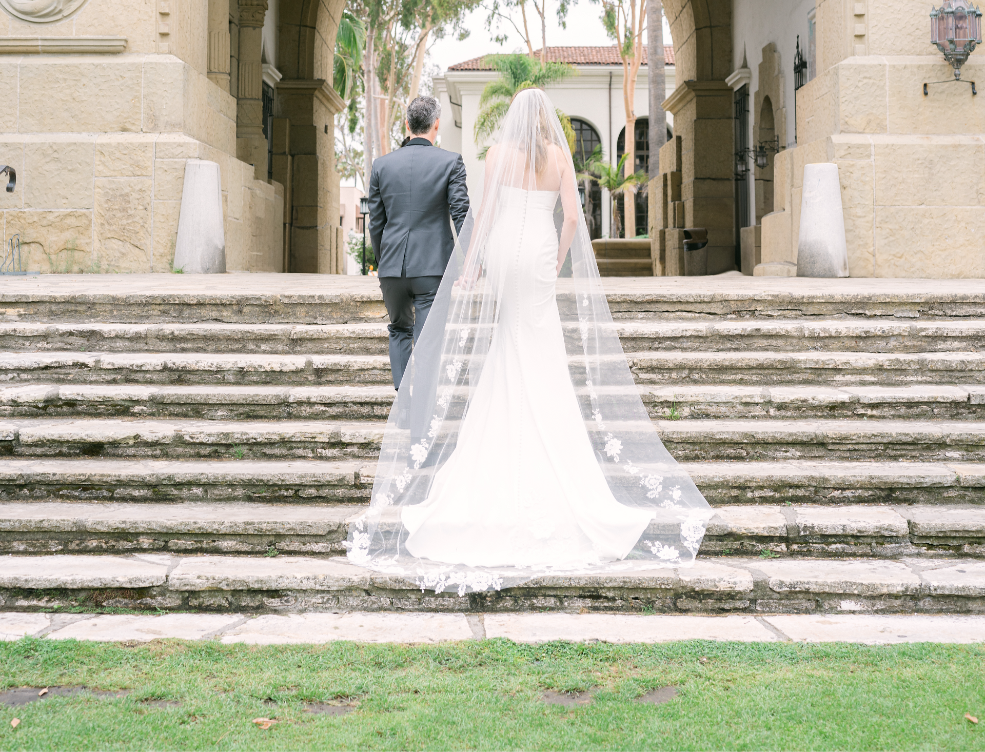 Bride and groom posing.
