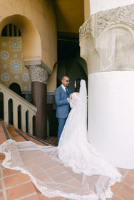 Bride and groom posing.