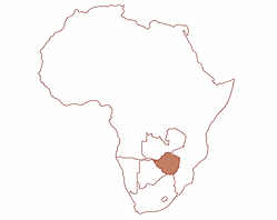 Country Zimbabwe on Africa map