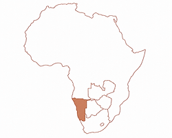 Country Namibia on Africa map