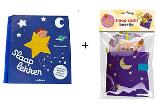 Slaap lekker - Streelzacht boek dat oplicht in het donker + Schattig origineel linnenboekje