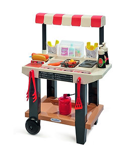 Ecoiffier - Chef Street food: speel-snackkraam met accessoires zoals hotdogs, frietjes, drankjes en keukengerei